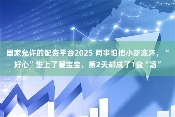 国家允许的配资平台2025 同事怕把小虾冻坏，“好心”垫上了暖宝宝，第2天却成了1盆“汤”